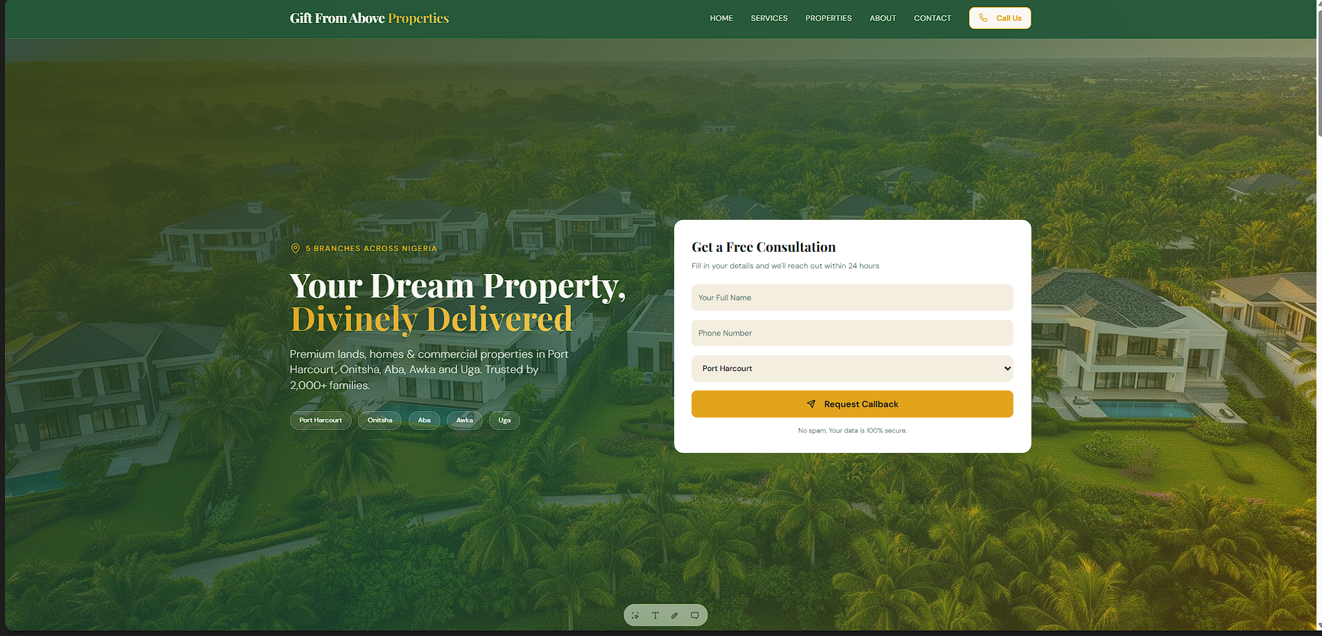 GFA Properties website hero